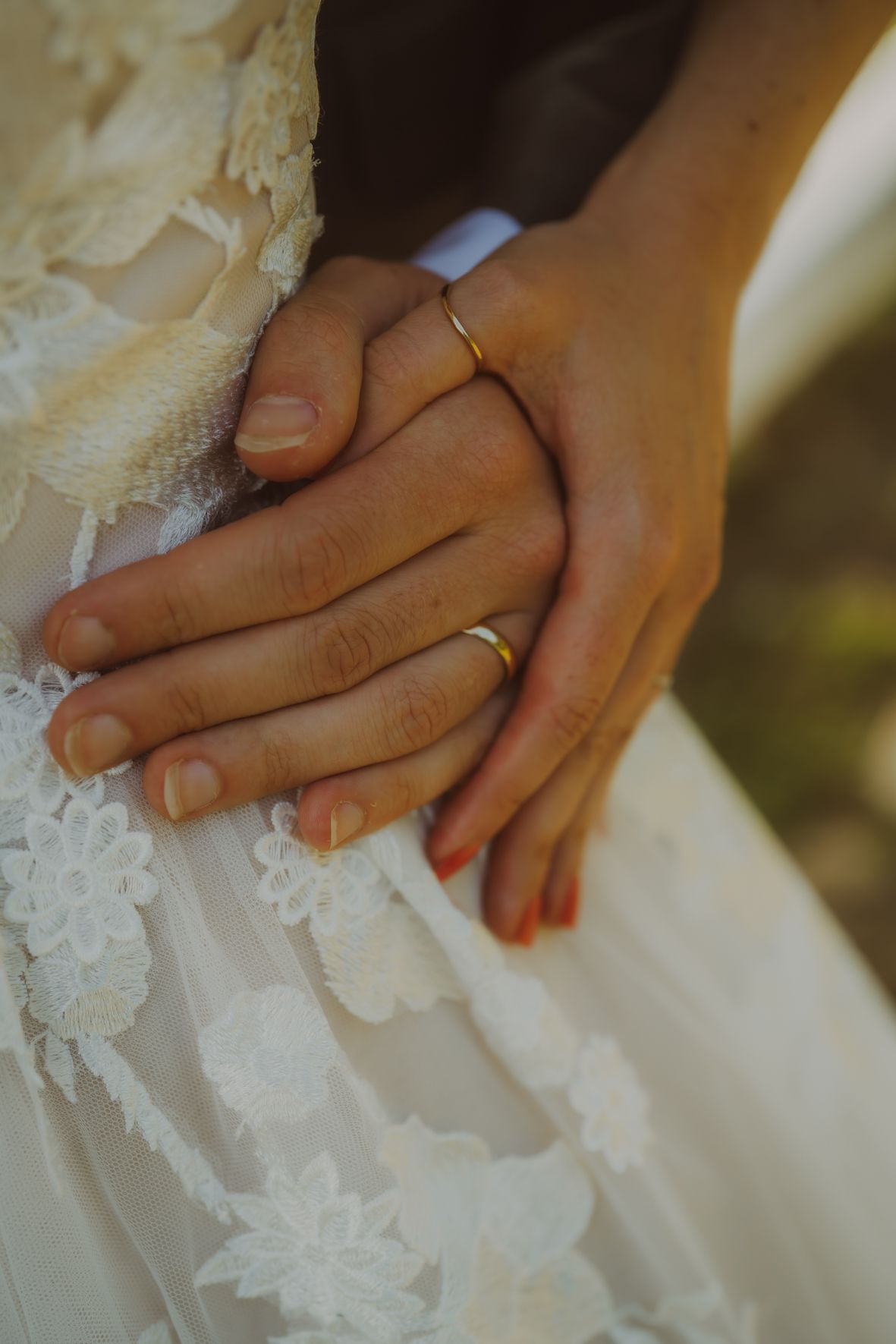 Detail trouwjurk kant